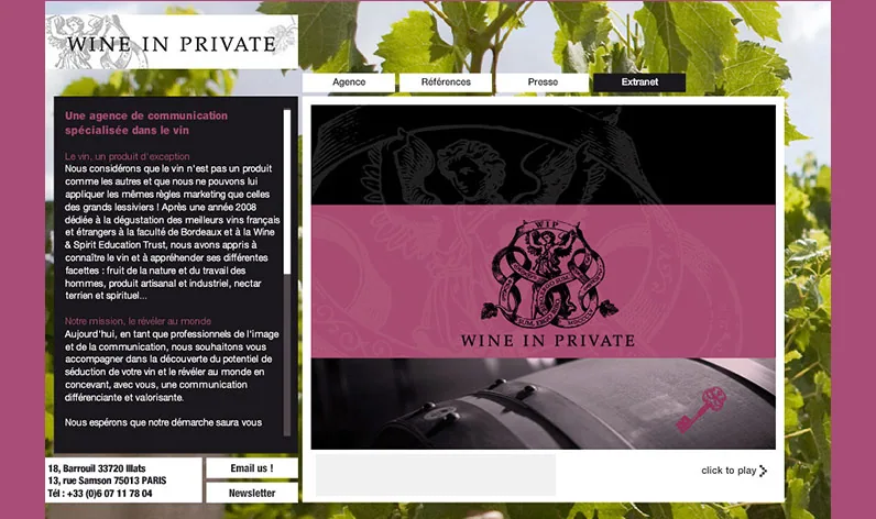 Site Internet WINE IN PRIVATE