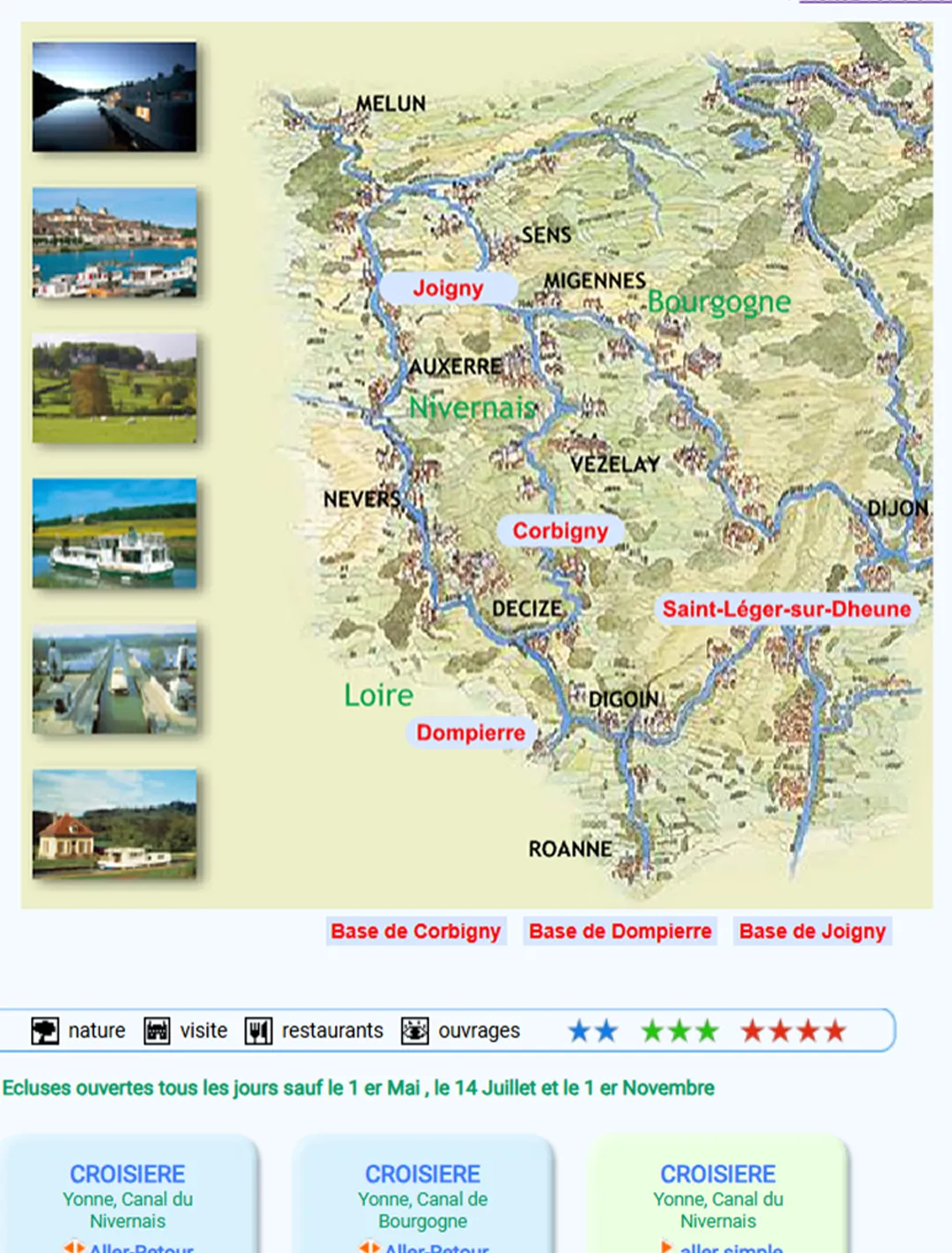 Carte des destinations