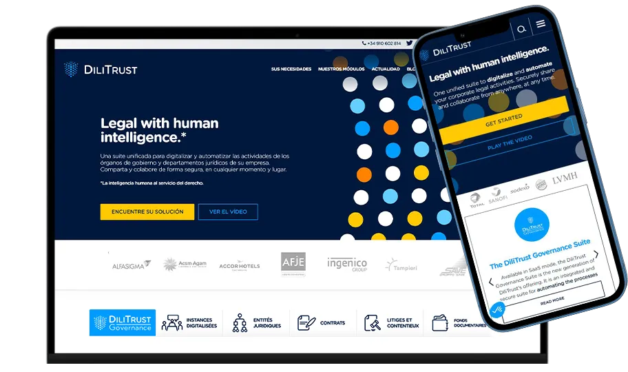Apercu retravaille du site DiliTrust