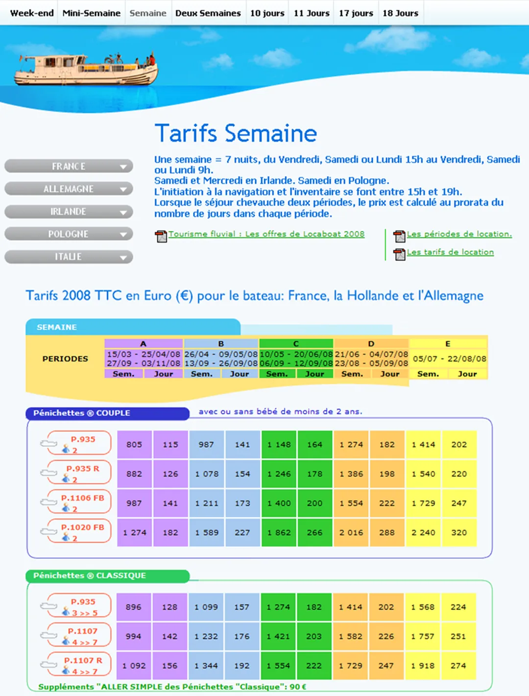 Tarifs Locaboat
